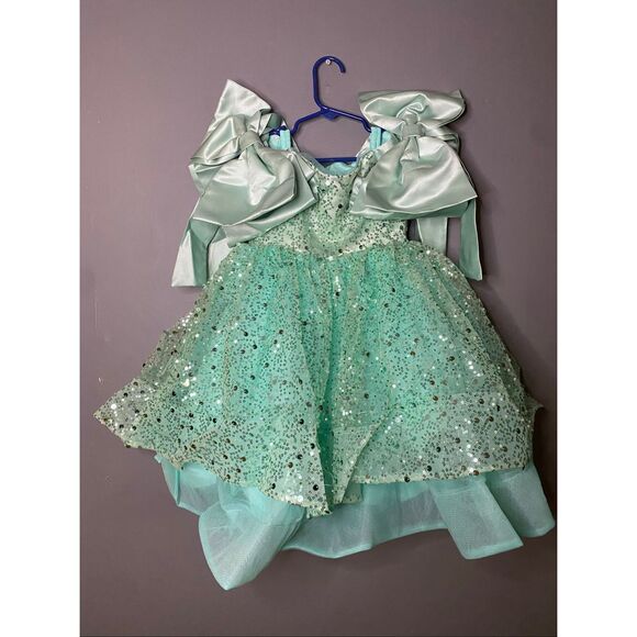 Pseadujcn Mint Teal Sequin Satin Bows Pageant Dress Formal Dress NWT 4 - Picture 2 of 12